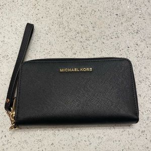 Michael Kors black wristlet